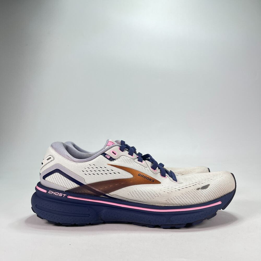 Brooks Ghost 15 Oyster Pink Blue Lace Up Running Shoes 1203801B492 Womens Sz 7.5